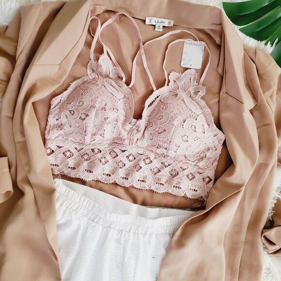 DUSTY BLUSH PINK CROCHET BRALETTE - Picture 3 of 3